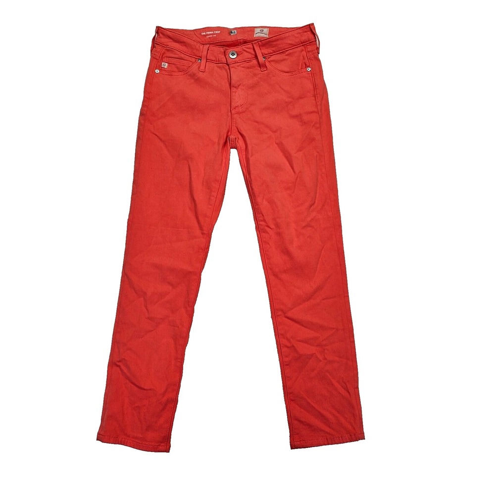 AG Adriano Goldschmied Jeans‎ Womens Red Clever The Prima Crop Cigarette Crop 25